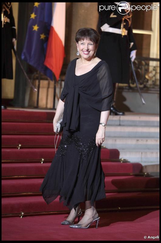 Roselyne Bachelot au dîner d'Etat organisé en l'honneur du président russe Dmitri Medvedev et de son épouse. 02/03/2010