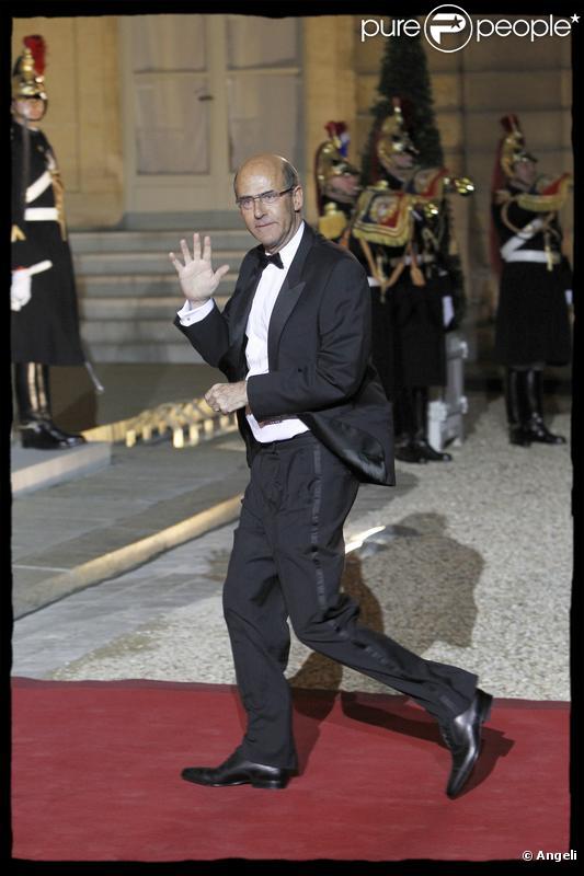Patrick Kron arrive à l'Elysée pour un luxueux dîner d'Etat. 2/03/2010