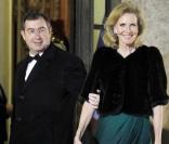 Martin Bouygues et son épouse arrivent à l'Elysée pour un luxueux dîner d'Etat. 2/03/2010