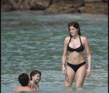 Stéphanie Seymour et ses enfants sur la plage des Flamands à St Barthelemy le 17 mars 2010