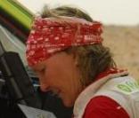 Carole Montillet et Syendeli Wade lors du Rallye Aïcha des Gazelles qui s'est achevé le 26 mars 2010