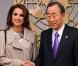 Rania de Jordanie et Ban Ki-Moon au siège des Nations Unies à New York, le 27 avril 2010