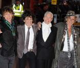 Mick Jagger, Ron Wood, Keith Richards et Charlie Watts : avant-première de <i>Shine a Light</i>, un documentaire de Martin Scorsese, à Londres, le 2 avril 2008 !