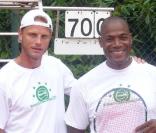 Arnaud Lemaire s\'entraîne avec Lord Kossity au tournoi des personnalités 2010. 1er juin