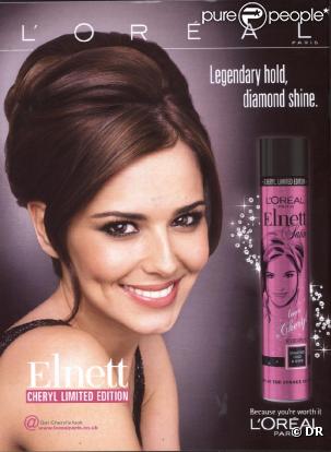 Cheryl Cole pour l'édition limitée de la laque Elnett Diamond Hold & Shine, baptisée pour l'occasion Love Cheryl