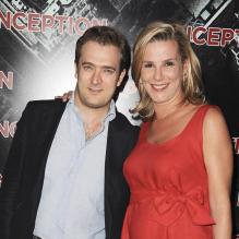 Laurence Ferrari, radieuse enceinte et son époux Renaud Capuçon à la première de Inception à Paris le 10 juillet 2010
