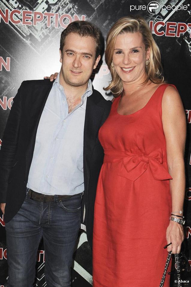 Laurence Ferrari, radieuse enceinte et son époux Renaud Capuçon à la première de Inception à Paris le 10 juillet 2010