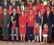 La reine Sofia, le roi Juan Carlos, Felipe, Letizia et leurs fillettes au Palais Royal, à Madrid. Ils félicitent l'équipe espagnole ! 12/07/2010