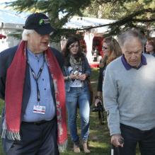 Bertrand Tavernier et Jean-Louis Trintignant à l'occasion du 2e Festival Lumière, à Lyon, le 6 octobre 2010.