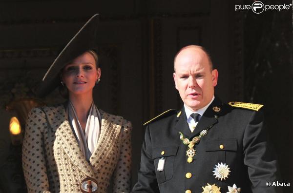 Charlene et Albert lors de la Fête nationale monégasque, le 19 novembre 2010.