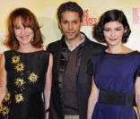 Sami Bouajila entouré d'Audrey Tautou et Nathalie Baye à l'occasion de l'avant-première de  De vrais mensonges , dans l'enceinte du Gaumont Opéra, à Paris, le 29 novembre 2010.