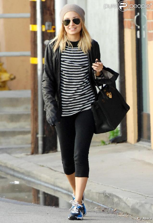 Nicole Richie se rend à la salle de gym avec le sac Birkin d'Hermès, version noire.