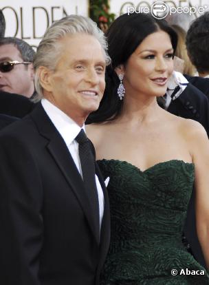 Michael Douglas et Catherine Zeta-Jones à l'occasion de la 68e cérémonie des Golden Globes, qui s'est tenue au Beverly Hilton Hotel de Los Angeles, le 16 janvier 2011.