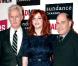 La ravissante Christina Hendricks, entourée de John Slaterry et Matthew Weiner, lors de la rencontre avec les fans de la série  Mad Men , au Forum des Images, à Paris, le 9 février 2011.