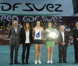 Petra Kvitova, Kim Clijsters et Amélie Mauresmo à la finale du 19e Open GDF Suez, le 13 février 2011. 