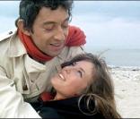 Serge Gainsbourg et Jane Birkin sur le tournage du film Slogan<br />