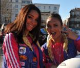 Cindy Fabre et Valérie Bègue lors du coup d'envoi du Rallye des Gazelles 2011, le 19 mars 2011, à Sète.