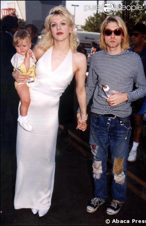 Kurt Cobain et Courtney Love avec Frances Bean Cobain aux MTV en 1993