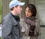 Ed Burns et Christy Turlington vont donner une interview dans le très huppé quartier de Tribeca à Big Apple. New York, 15 avril 2011