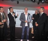 Patrice Leconte, Michel Denisot, Pascal Lengagne et Lambert Wilson lors de la soirée des Audi Talents Awards au Audi Lounge à Cannes le 12 mai 2011