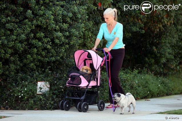 Peter Falk et son épouse Shera Danese étaient fous de leurs chiens qu'ils promenaient dans une poussette comme des enfants. A Los Angeles en 2006