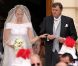 Charlène Wittstock fait son entrée dans la Cour d'honneur du palais  princier, pour la cérémonie religieuse l'unissant au prince Albert, à  Monaco, le 2 juillet 2011