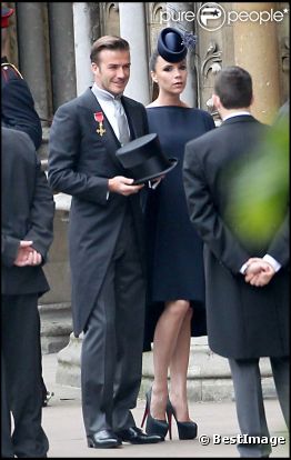 David Beckham et Victoria au mariage du prince William et Kate Middleton, à Londres, le 29 avril 2011. 