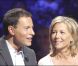 Claire Chazal et son ami Marc-Olivier Fogiel à l'émission Qui veut gagner des millions le 5 mai 2008 
