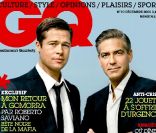 Les deux grands acteurs et amis Brad Pitt et George Clooney posent pour le magazine <em>GQ</em>. Décembre 2008.<br />