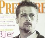Février 1996 : un Brad Pitt amoché pose en couverture de l\'édition française de <em>Premiere</em>.<br />