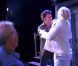 Johnny Hallyday et Julien Cotterau en pleine répétition du  Paradis sur terre  sous la direction de Bernard Murat, au Théâtre Edouard-VII avant la première du 6 septembre 2011.