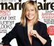Jennifer Aniston, simplement vêtue d'un blazer Ann Demeleumeester, apparaît en couverture du magazine Marie Claire. Juillet 2011.