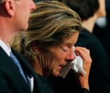 Kara Kennedy, lors des obsèques de son père, le sénateur Ted Kennedy en août 2009 à Boston 
