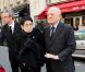 Arrivée de Zizi Jeanmaire et PIerre Bergé pour la messe en hommage à Roland Petit en l'église St Roch à Paris, le 23 septembre 2011. Le chorégraphe est décédé le 10 juillet dernier à Genève.