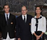 Albert de Monaco, Pierre Casiraghi et Caroline de Monaco au lancement de  la Monaco Classic Week-La Belle Classe. Le 14 septembre 2011