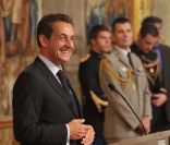 Nicolas Sarkozy décore onze personnalités intellectuelles et du monde du spectacle, à l'Élysée, le 28 septembre 2011.
