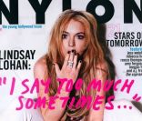 L\'actrice Lindsay Lohan en dévoile un peu trop au magazine Nylon. Mai 2007.<br />