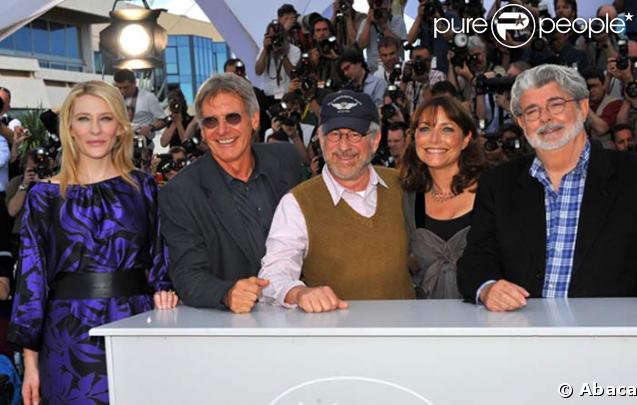 Cate Blanchett, Harrison Ford, Steven Spielberg, Keren Allen, George Lucas