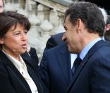 Niolas Sarkozy présentait dans l'après-midi ses voeux à la fonction publique à Lille, en présence de Martine Aubry, le 12 janvier 2012. 