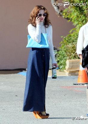 Amanda Seyfried sur le tournage de Lovelace, à Los Angeles le 6 janvier 2012.