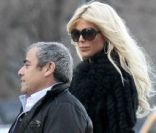 Victoria Silvstedt et son compagnon Maurice Dabbah vont déjeuner chez Cipriani à New York le 16 janvier 2012<br />
