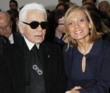 Karl Lagerfeld et Hélène Mercier-Arnault au premier rang du show Dior Homme à Paris, le 21 janvier 2012.