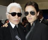 Karl Lagerfeld et Jared Leto ensemble lors du défilé Dior à Paris, le 21 janvier 2012.