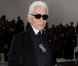 Karl Lagerfeld assistait au défilé Dior Homme automne-hiver 2012/2013 à Paris, le 21 janvier 2012.