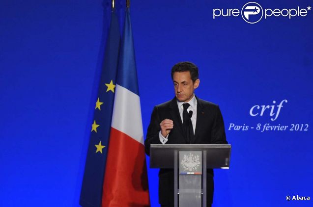 Discours de Nicolas Sarkozy au dîner du CRIF, à Paris, le 8 février 2012.