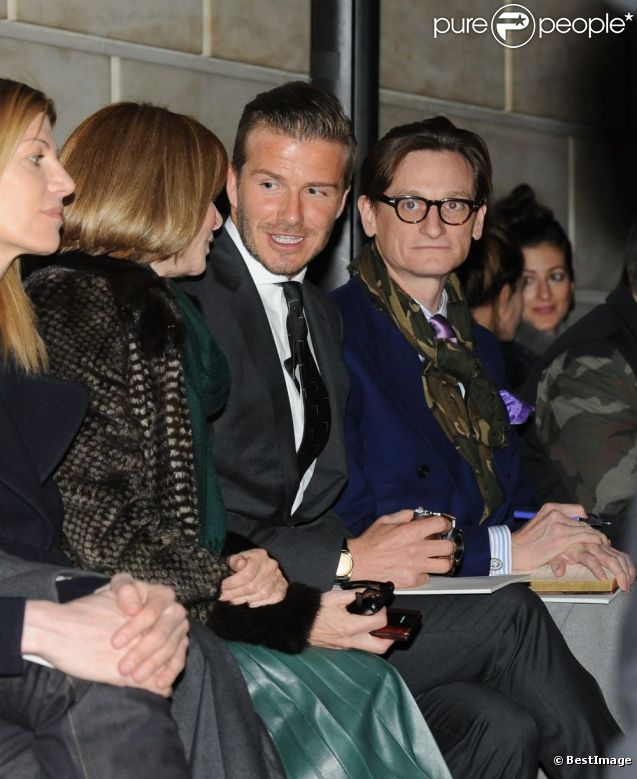 Défilé Victoria Beckham avec David Beckham au premier rang au côté d'Anna Wintour 