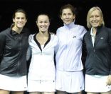 Martina Navratilova, Amélie Mauresmo, Monica Seles et Martina Hingis le 12 février 2012 à Coubertin lors de l'Open GDF Suez à Paris