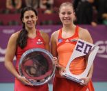 Marion Bartoli et Angélique Kerber le 12 février 2012 à Coubertin lors de l'Open GDF Suez à Paris