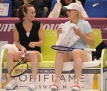 Martina Hingis et Martina Navratilova le 12 février 2012 à Coubertin lors de l'Open GDF Suez à Paris