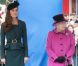 La reine Elizabeth II et la duchesse de Cambridge en visite à Leicester écoutent un discours de bienvenue puis assistent à un défilé de mode, le 8 mars 2012